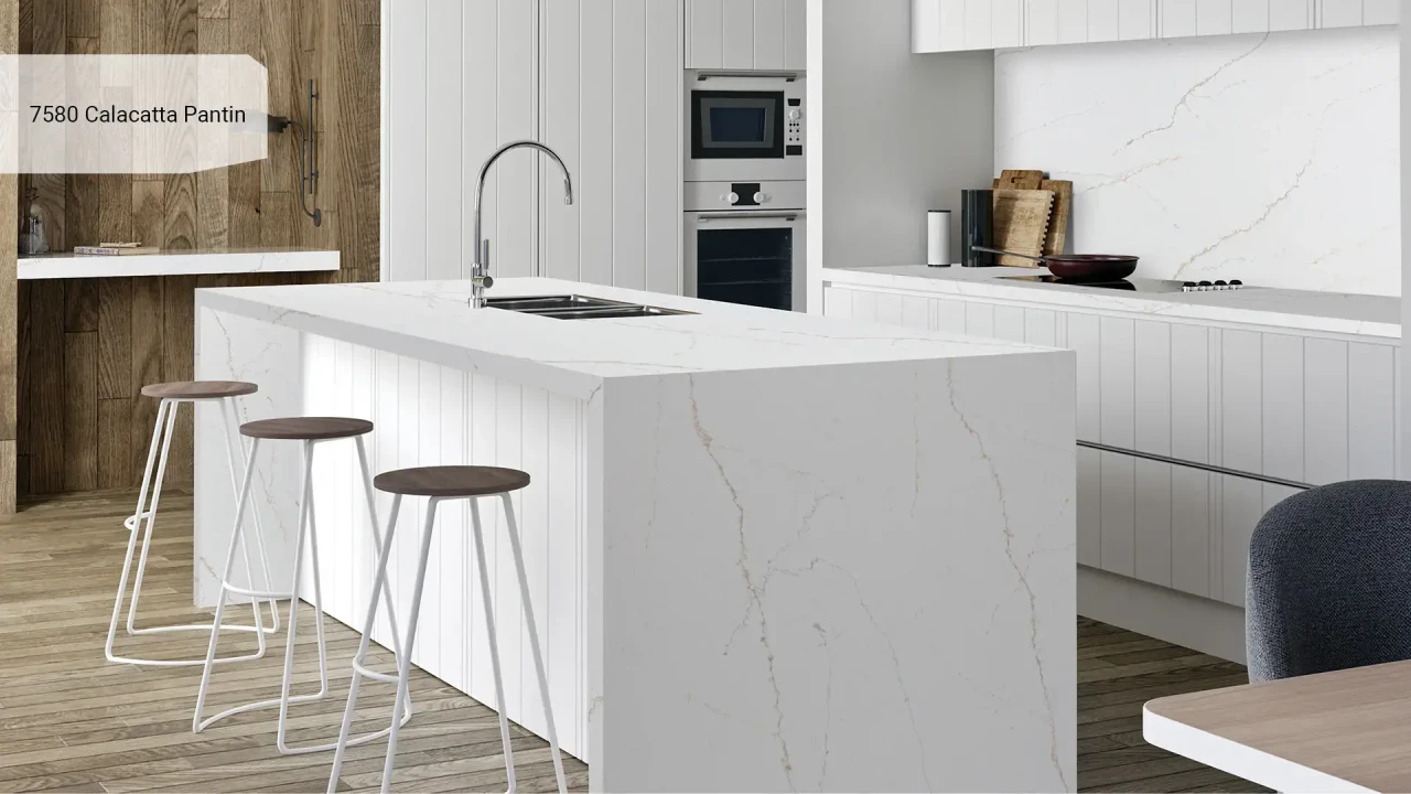 Avant Quartz 7580 Calacatta Pantin в интерьере