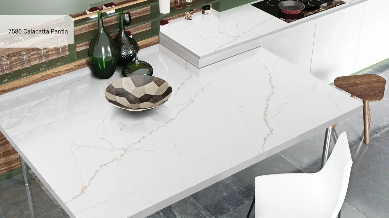 Avant Quartz 7580 Calacatta Pantin в интерьере