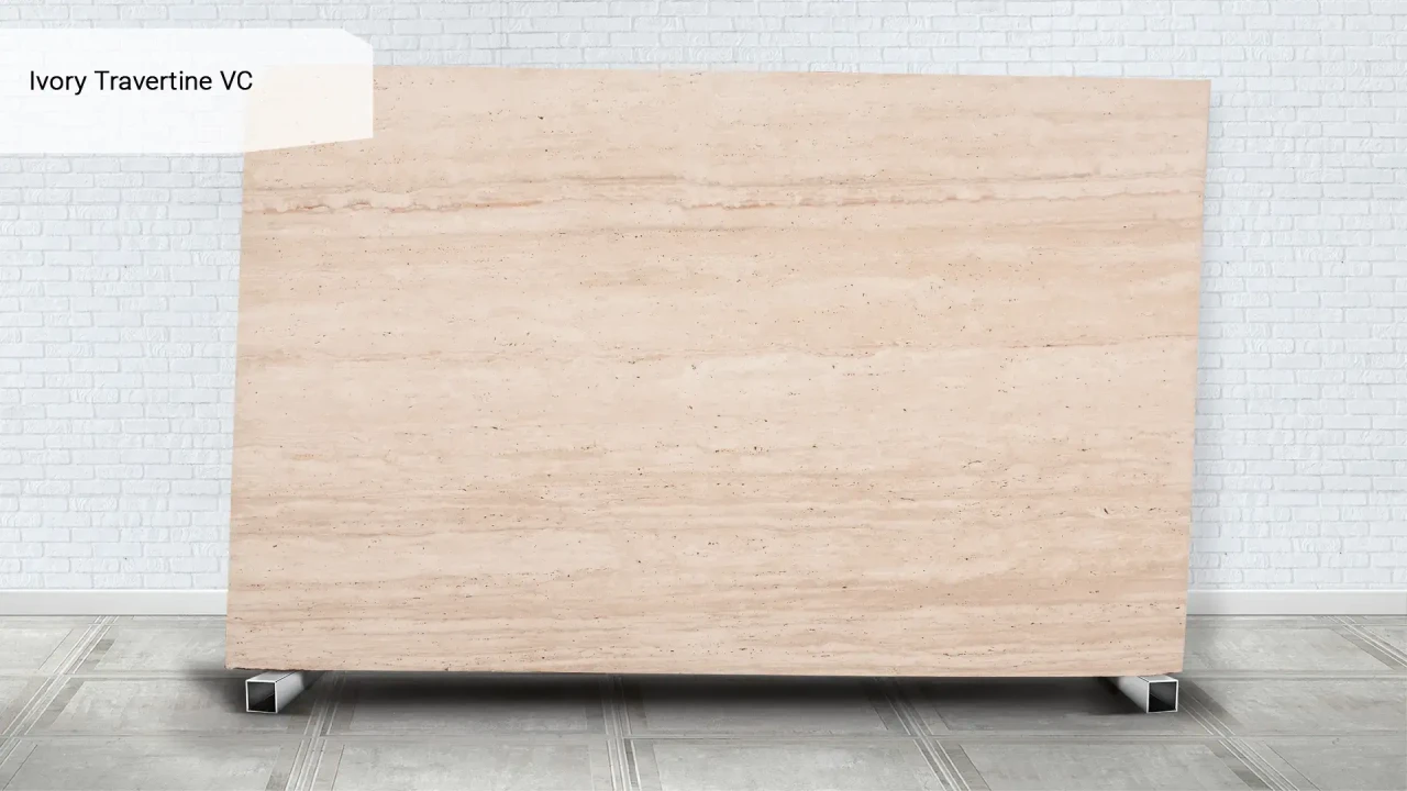 Scalla Naturale Ivory Travertine VC незаповнений антік на сітці в інтер'єрі