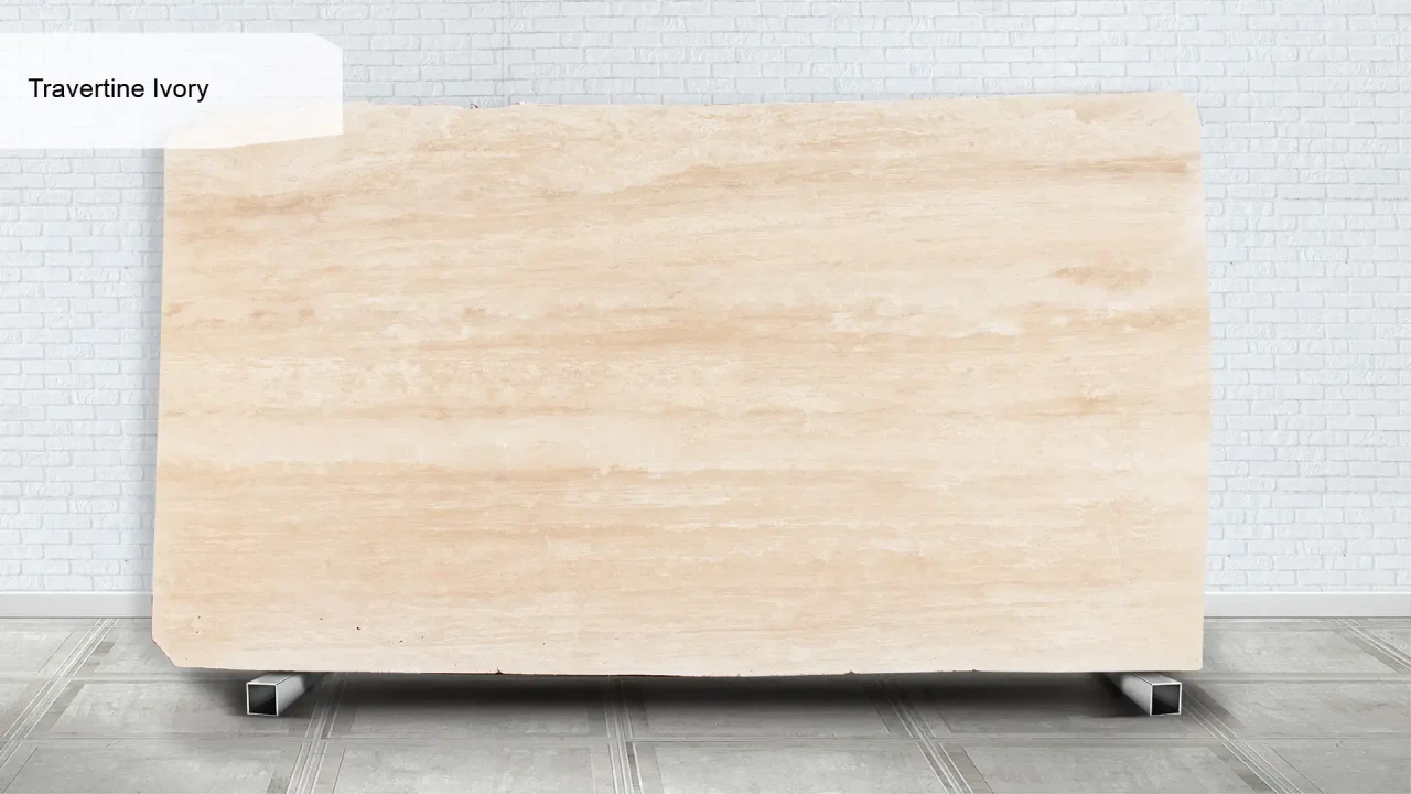 Scalla Naturale Travertine Ivory VC заповнений шліфований на сітці в інтер'єрі